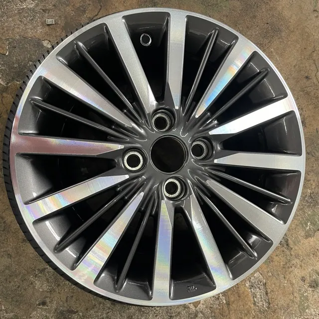 After repair full diamond cut rim shown off the car